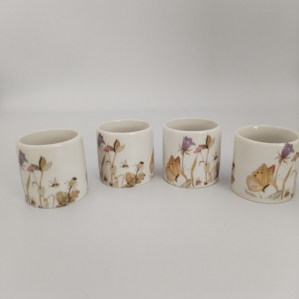 Ceramic Napkin Rings Set Of 4 Nature Garden Made Japan Butterflies Bees Spring
